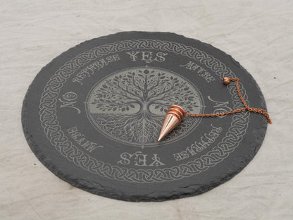 Bohemian Celtic Tree of Life Pendulum Board on Natural Slate - Yggdrasill -Divination - Altar Piece
