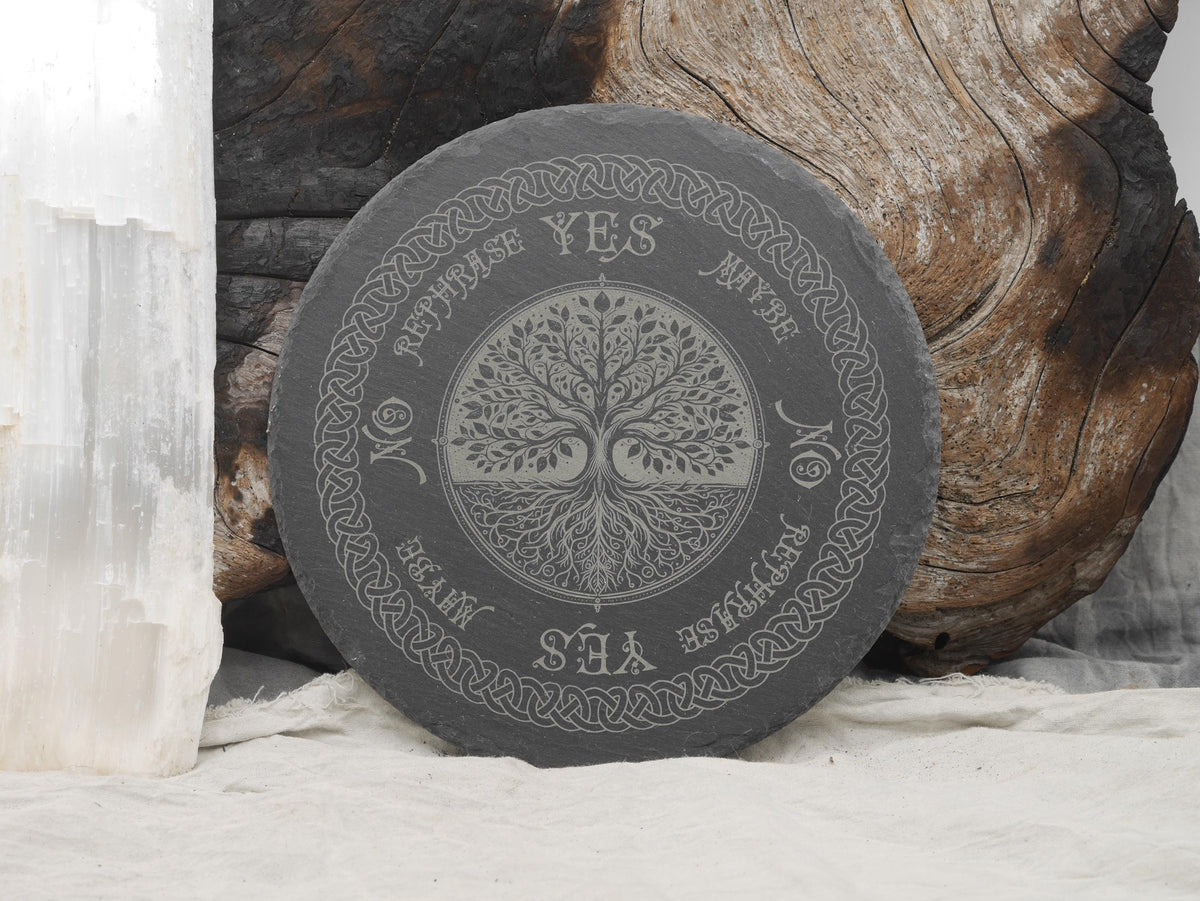 Bohemian Celtic Tree of Life Pendulum Board on Natural Slate - Yggdrasill -Divination - Altar Piece