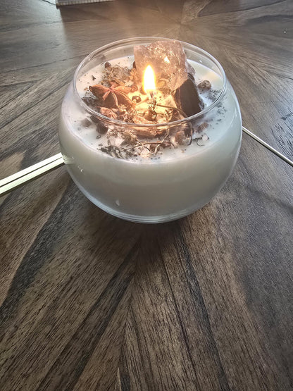 Protection Spell Candle- Obsidian &amp; Herb Blend — Banishing • Warding • Energetic Shield