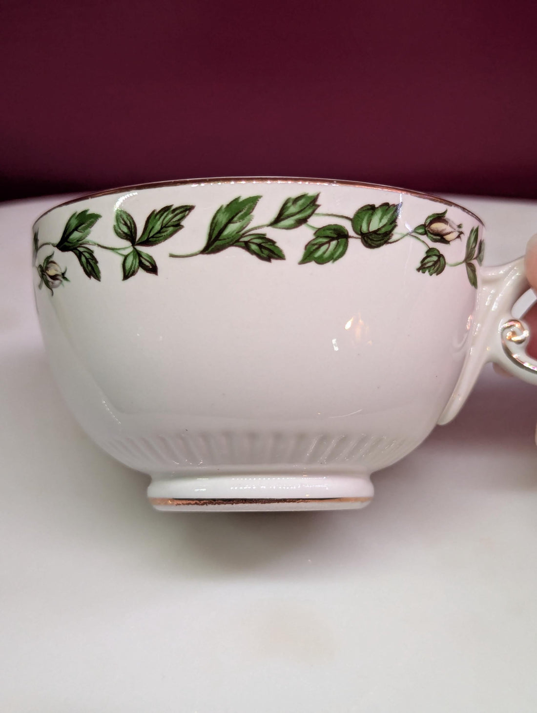 Cottagecore Vintage Cameo Rose Teacup &amp; Saucer Set - Superior Hall Quality  | Circa 1950-1970&