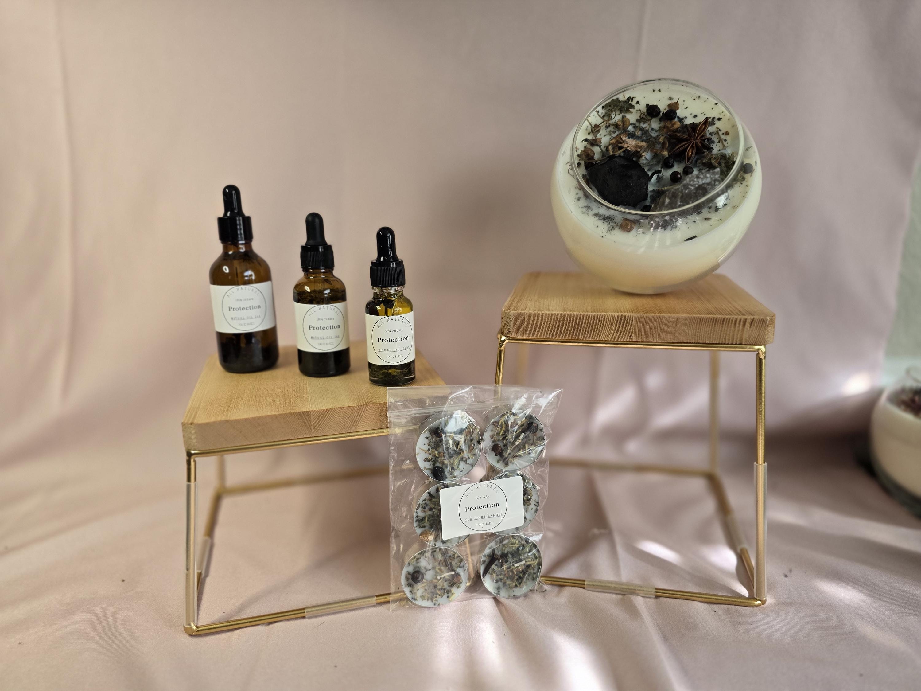 Protection Spell Candle- Obsidian &amp; Herb Blend — Banishing • Warding • Energetic Shield
