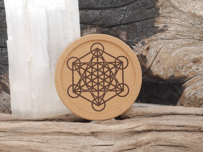 Sacred Geometry Cork Coaster Set (four 4&amp;quot; coasters) - Metatron&amp;