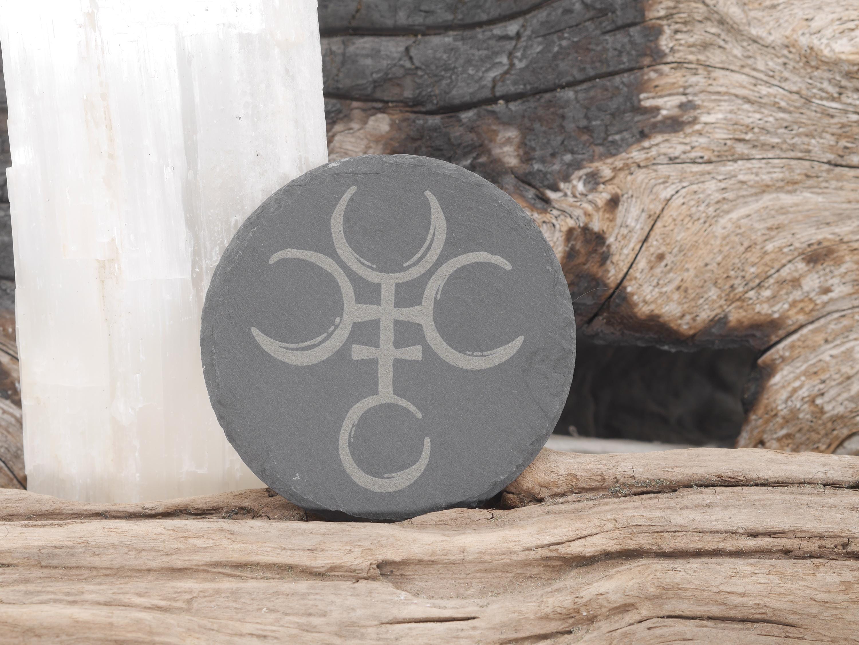 Slate Hecate and Lilith Seals and Sigils Set of Four 4&amp;quot; Tiles - Altar/Coaster