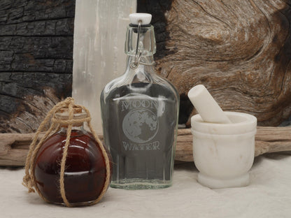 Glass Moon Water Bottle with Flip Top | For Rituals and Manifestation