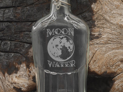Glass Moon Water Bottle with Flip Top | For Rituals and Manifestation