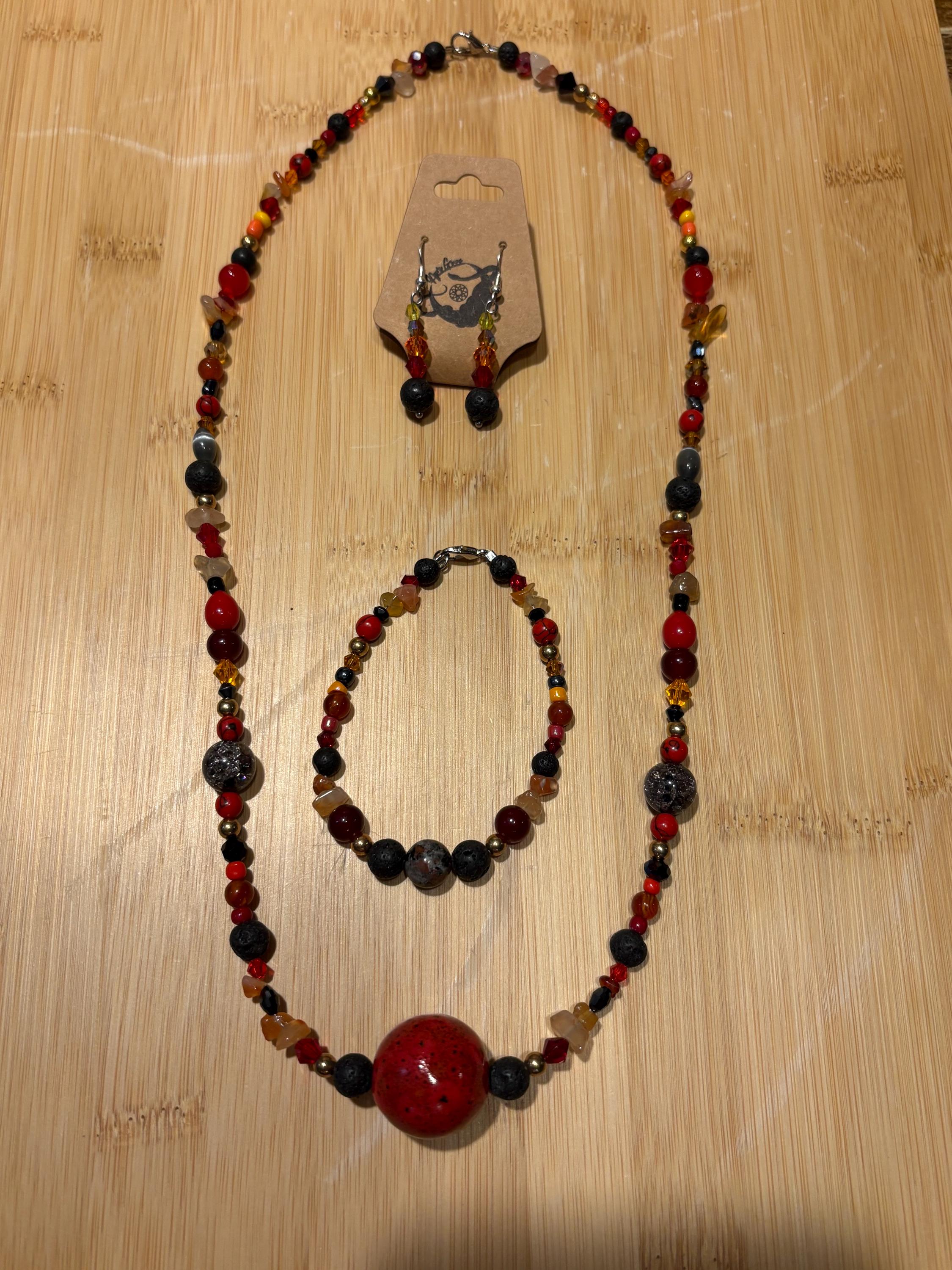 Thru Dragon’s Fire - Handmade Beaded Jewelry Set