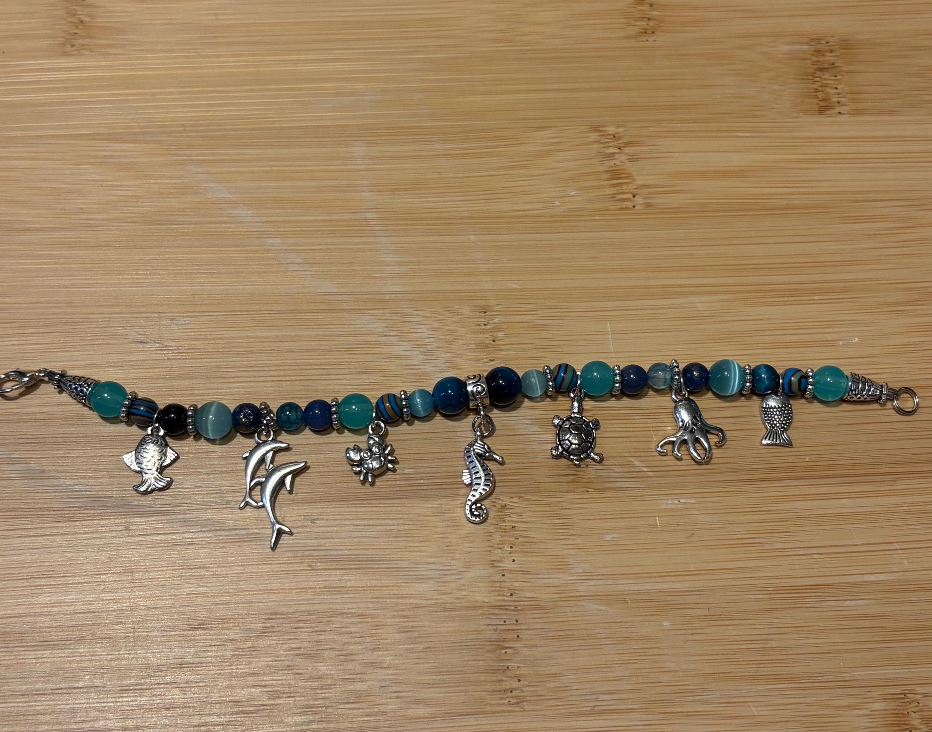 Ocean Friends - Handmade Beaded Charm Bracelet