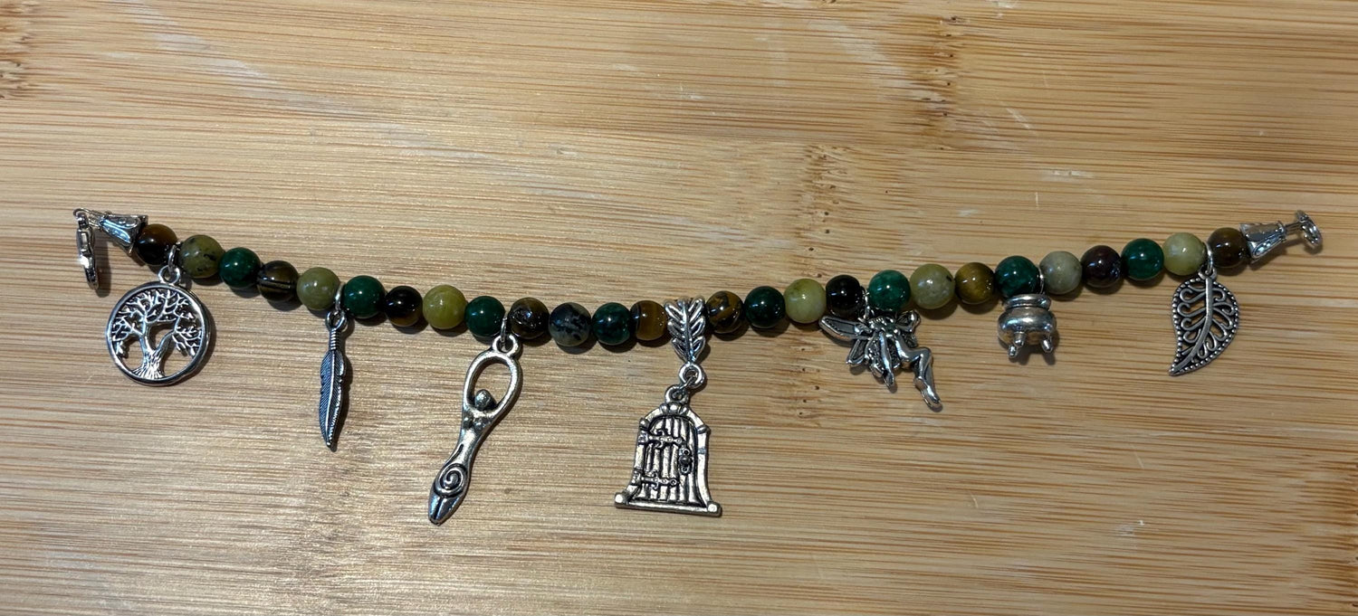 Forest Witch - Handmade Beaded Charm Bracelet