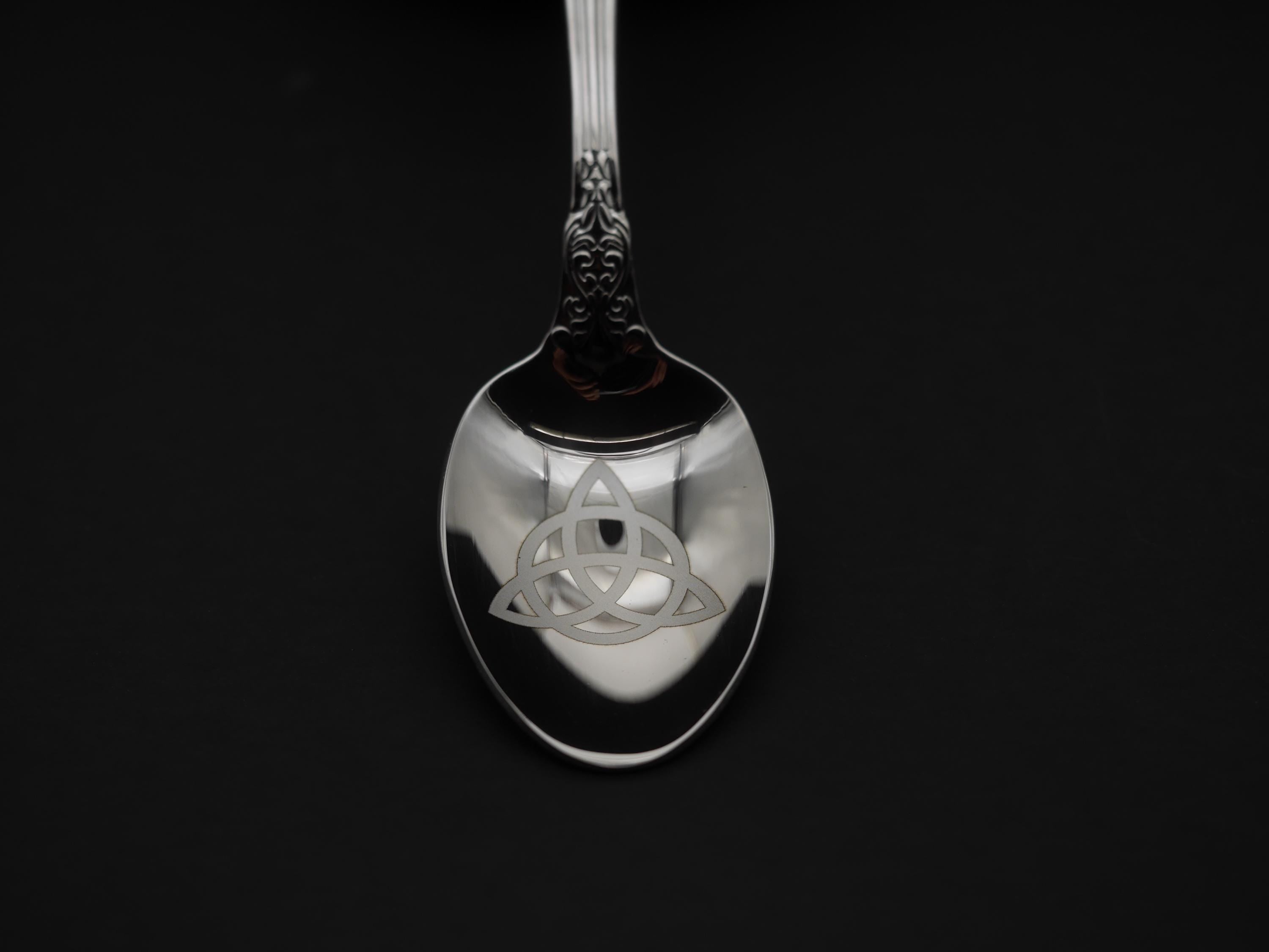 Triquetra Witches Teaspoon For Stirring In Intent - Engraved Stainless Steel