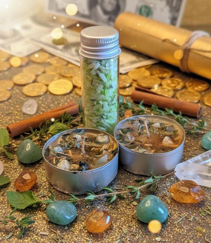 Prosperity Kit | Tea Light &amp; Money Rice | Money Bowl Set