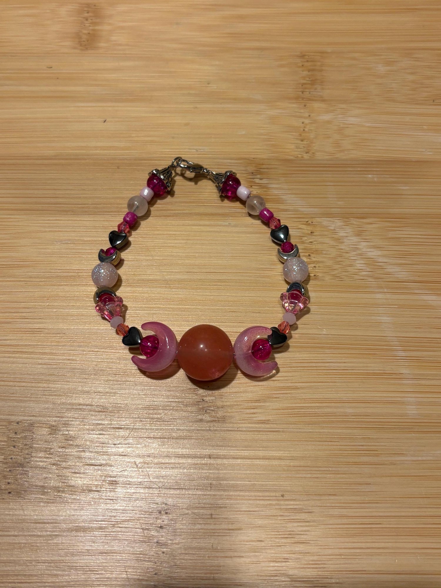 Pink Moon Power - Handmade Beaded Bracelet