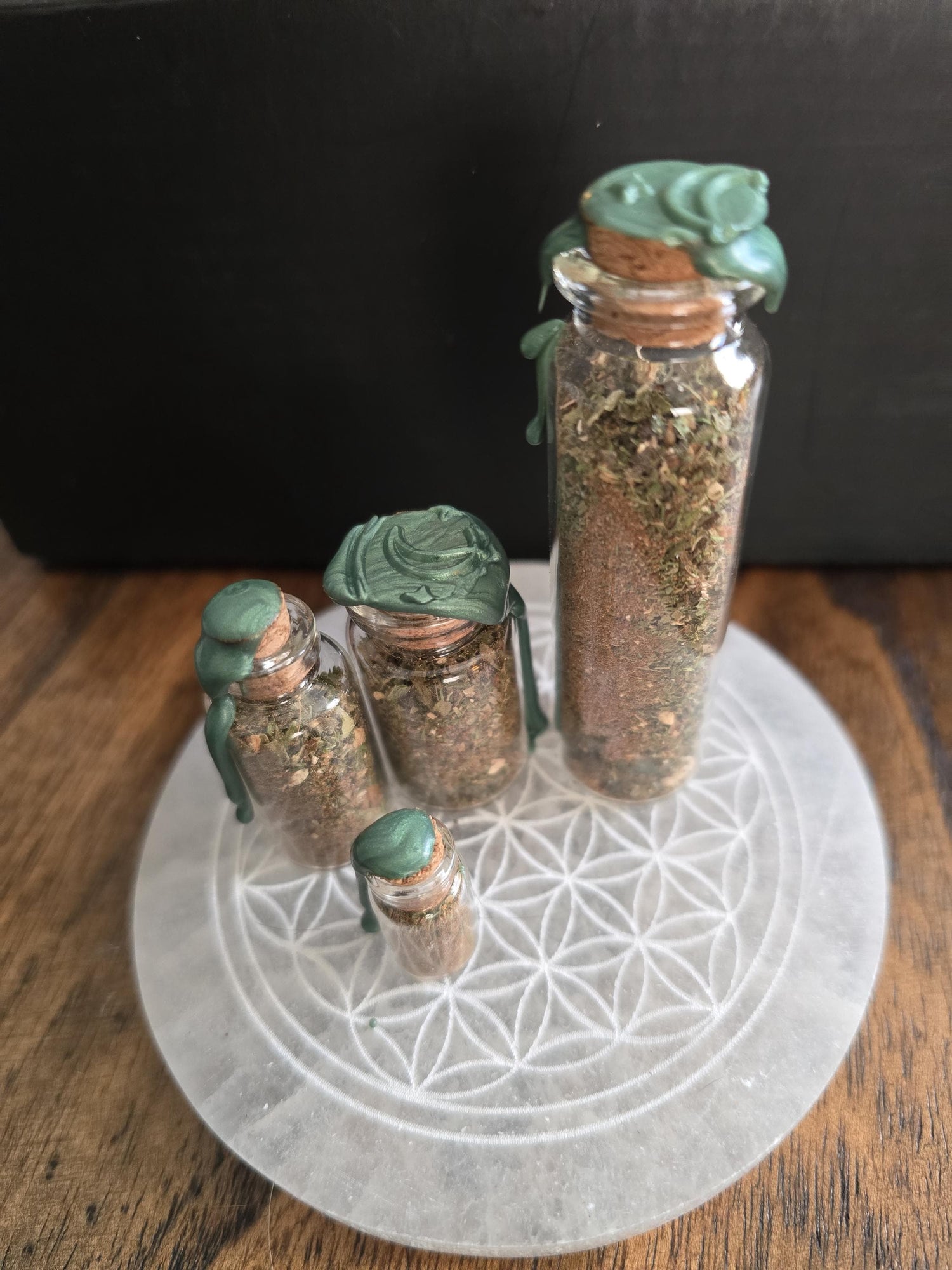 Handcrafted Money Spell Jar - Crystal Herb Blend, Home Altar Supplies