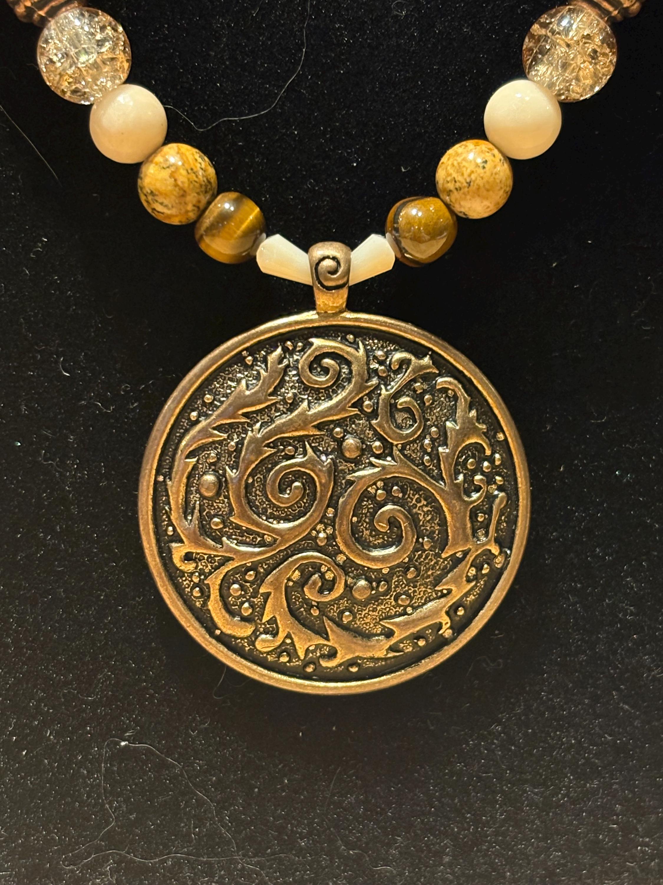 Bronze Metal - Handmade Beaded Necklace