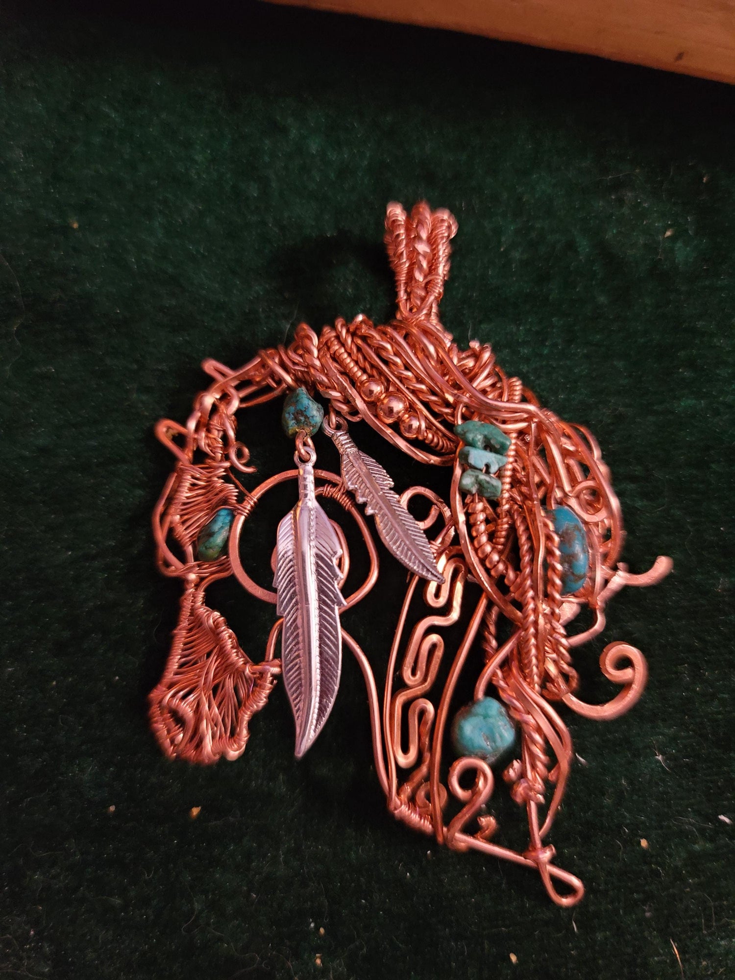 Copper silver mustang horse necklace,horse pendant,equestrian gifts for trainers,horse gifts women, Indian pony, turquoise unique, western