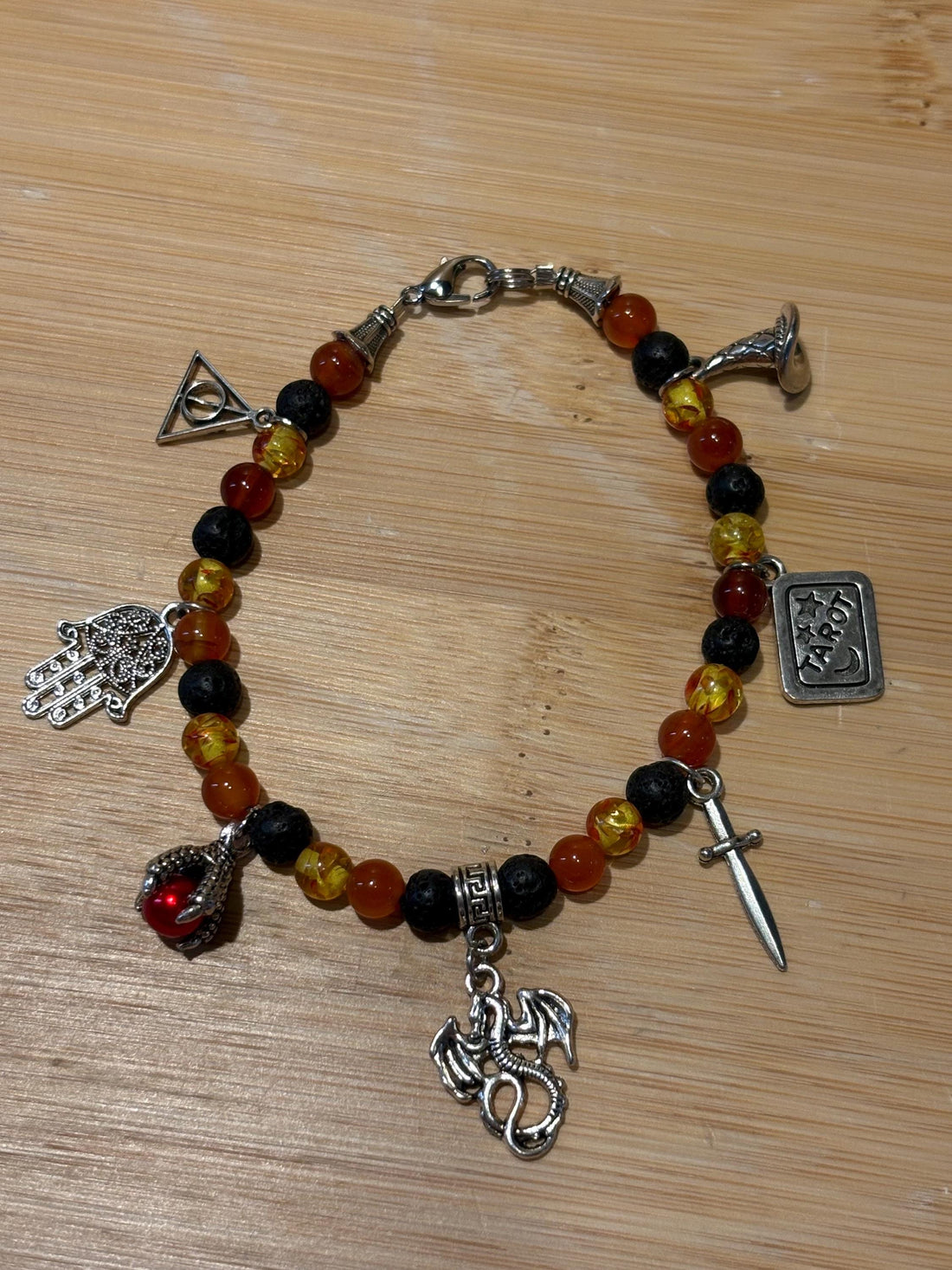 Fire Elemental - Handmade Beaded Charm Bracelet