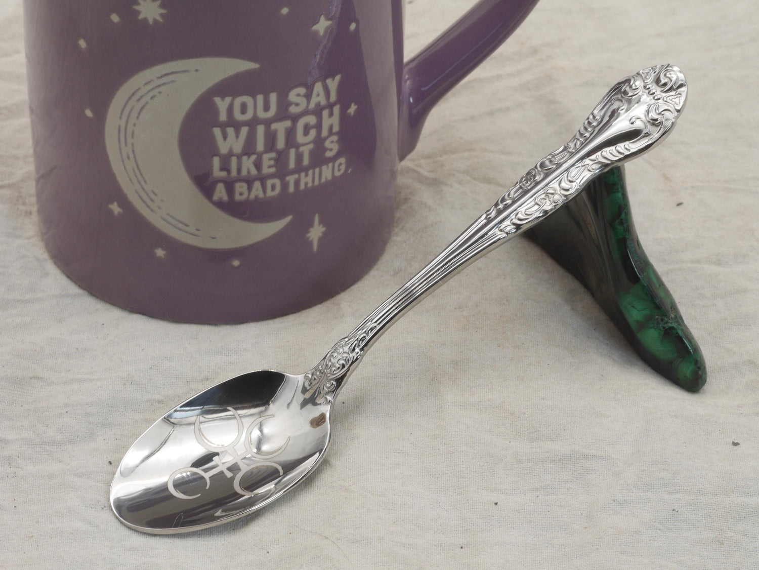 Hecate Witches Teaspoon For Stirring In Intent - Engraved Stainless Steel