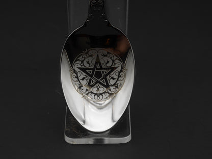 Ornate Pentagram Witches Teaspoon For Stirring In Intent - Engraved Stainless Steel