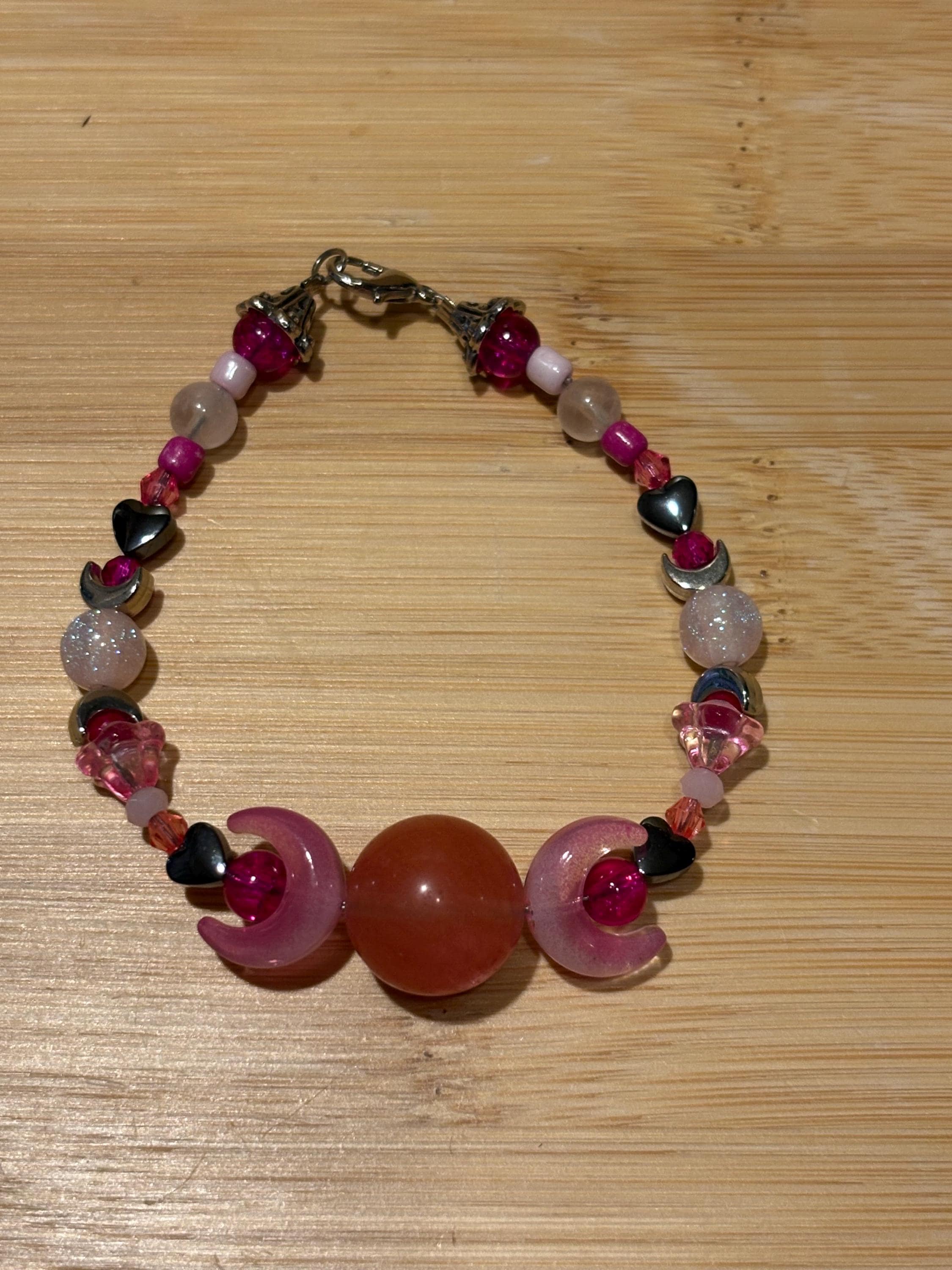 Pink Moon Power - Handmade Beaded Bracelet