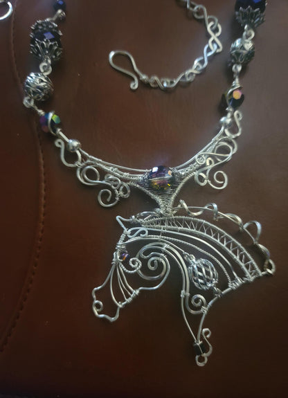 Sterling silver copper arabian horse necklace, boho jewelry, equestrian gifts for women, horse lover gifts for girls,horse jewelry teen girl