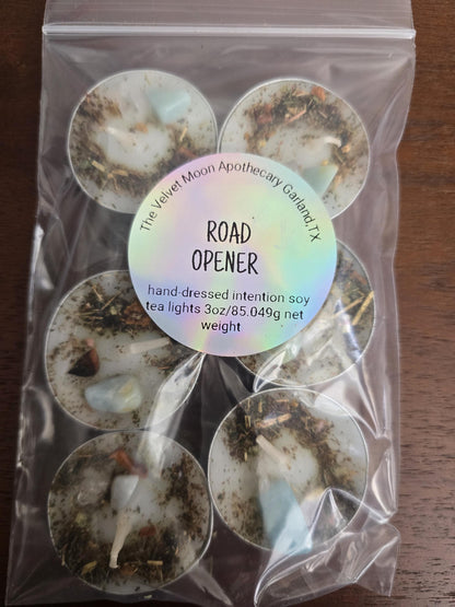 Handcrafted Intention Tea Lights | Dressed Ritual Candles with Herbs &amp; Crystals,Love, Protection, Money, Spellwork