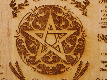 Large Kitchen Witchery Wood Cutting Board: Plant Uses, Pagan Decor