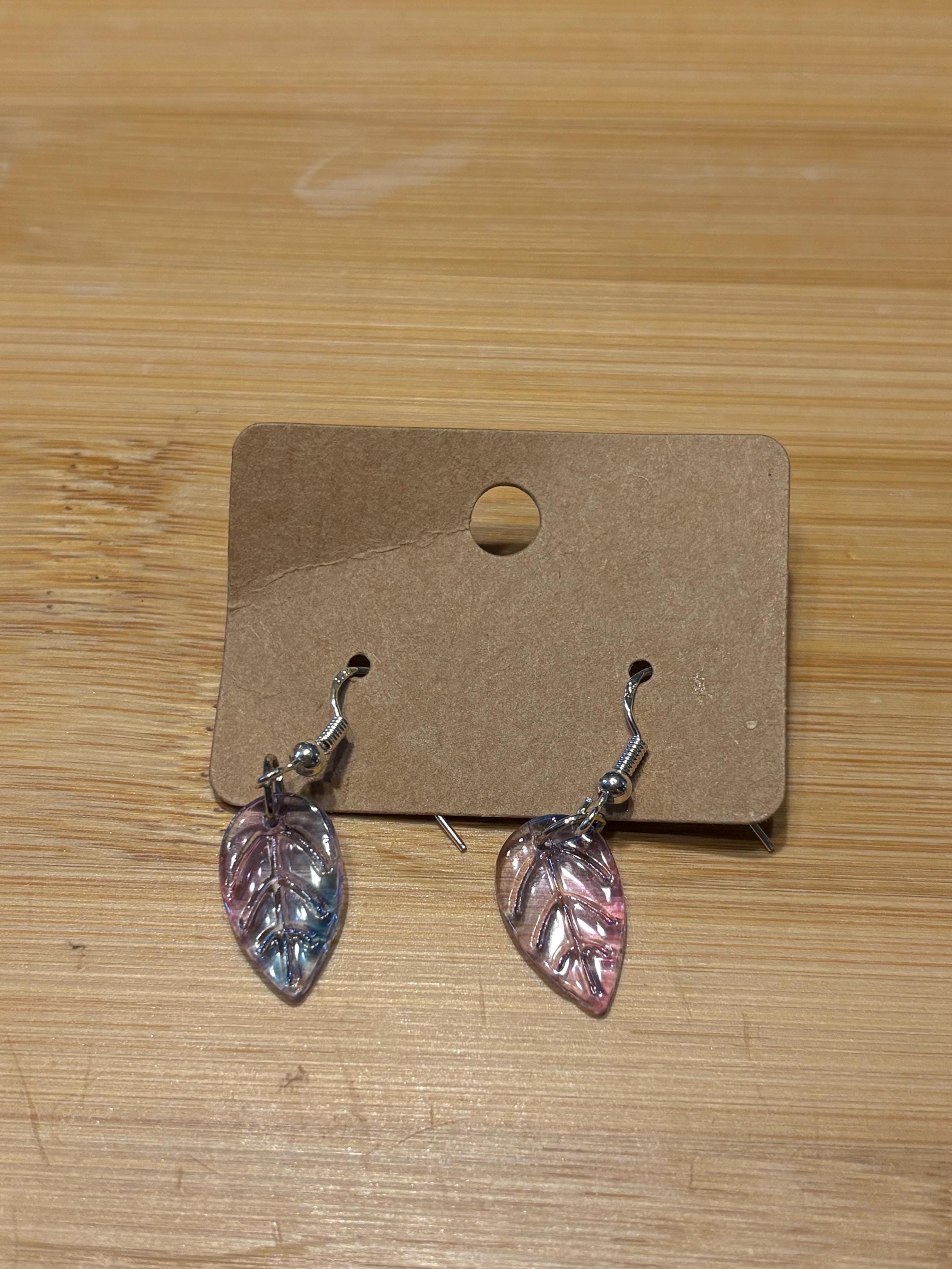 Pastel Leaves - Handmade Beaded Earrings