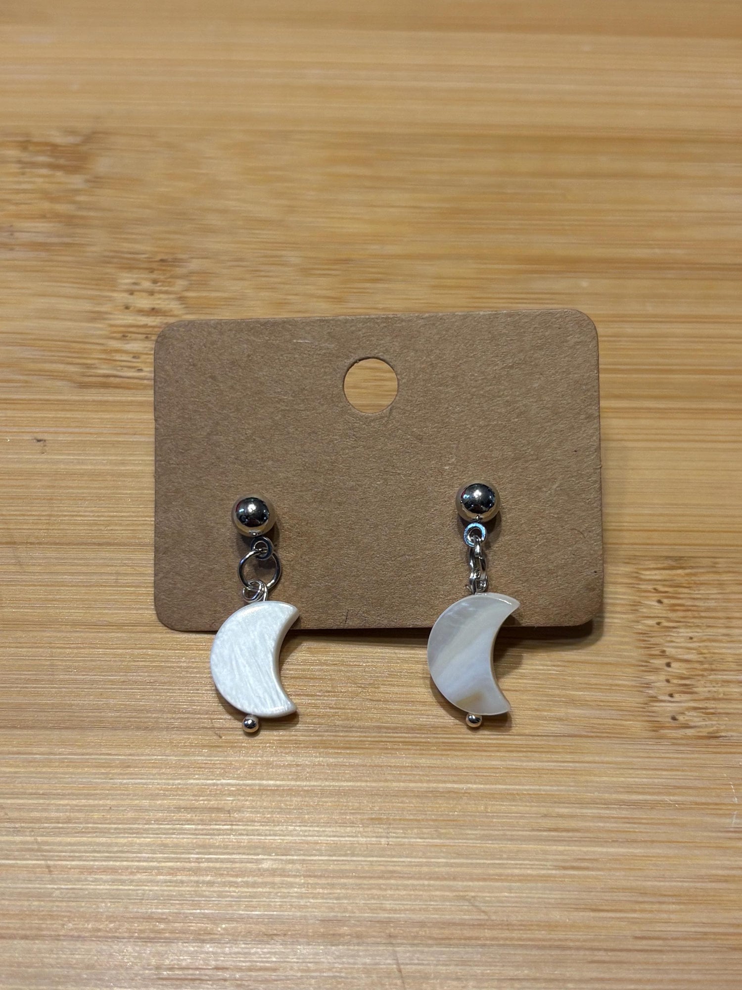 Shell Moons - Handmade Beaded Earrings