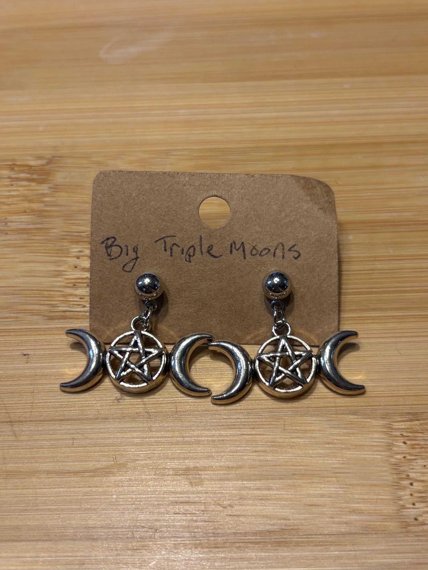 Big Triple Moons - Handmade Beaded Earrings