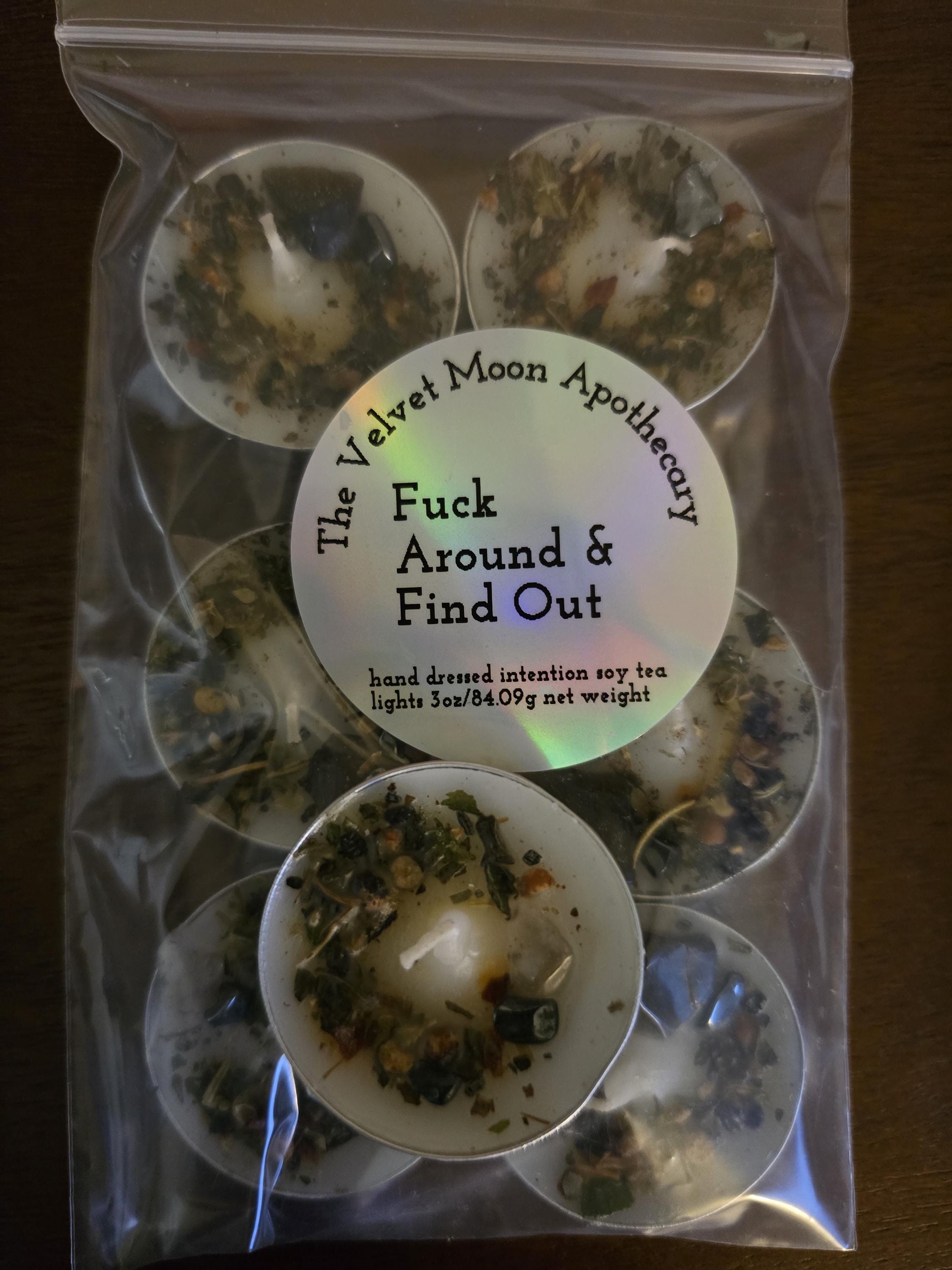 Handcrafted Intention Tea Lights | Dressed Ritual Candles with Herbs &amp; Crystals,Love, Protection, Money, Spellwork