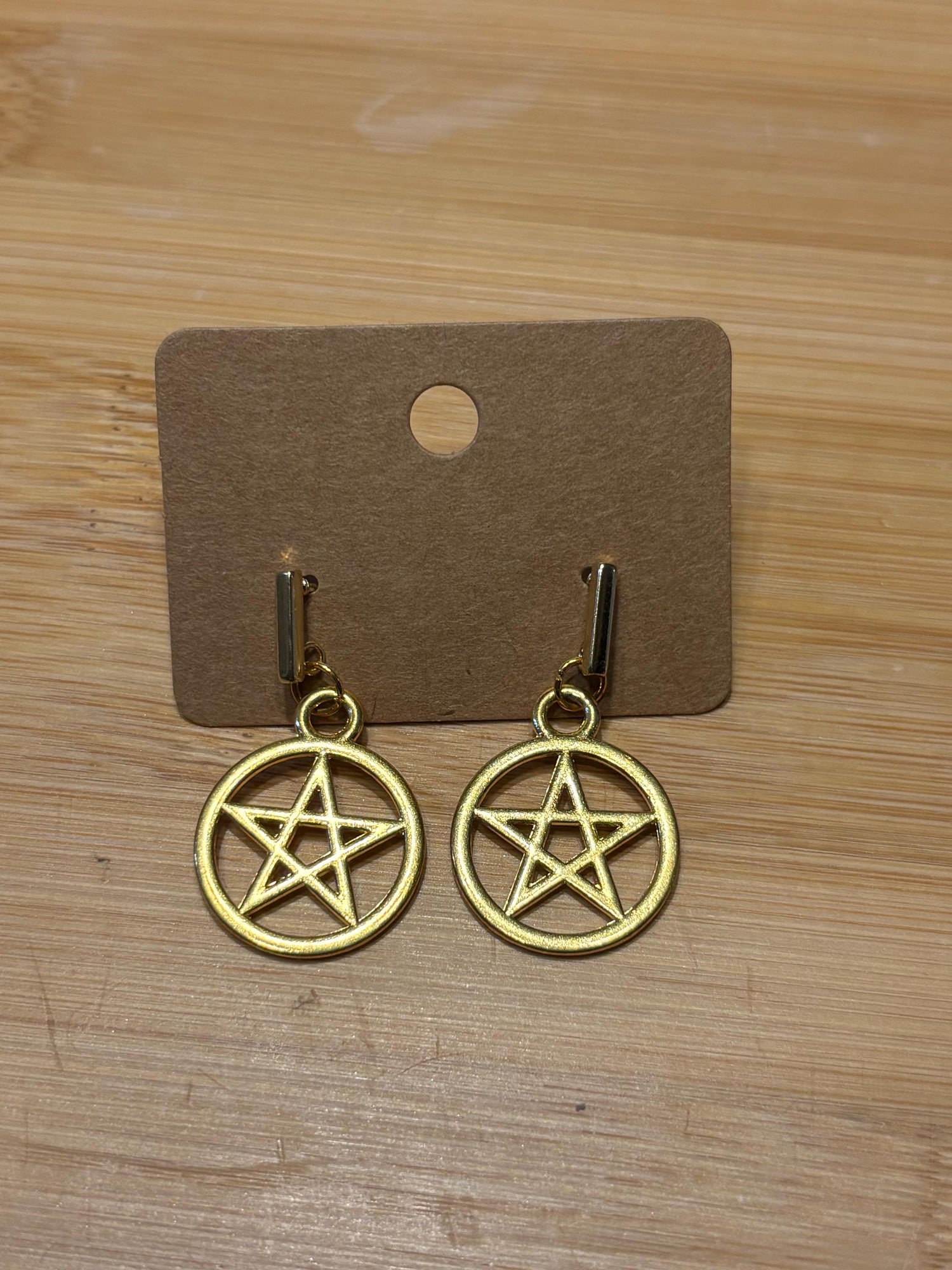 Golden Pentacles - Handmade Beaded Earrings