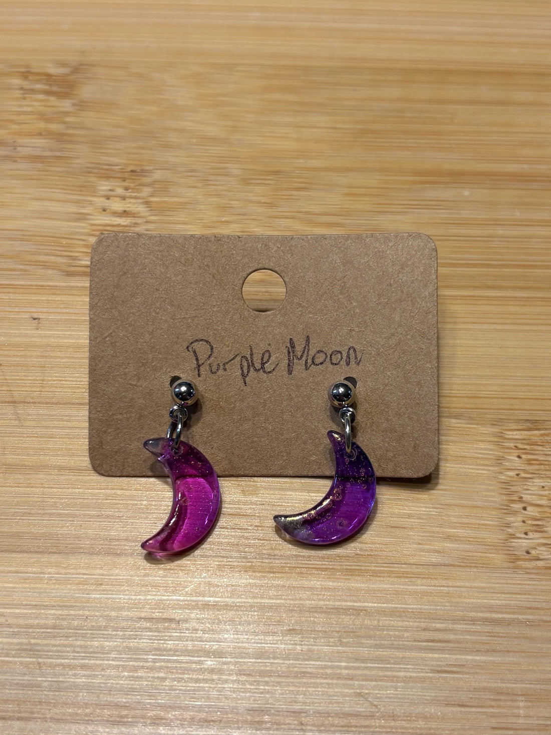 Purple Moon - Handmade Beaded Earrings