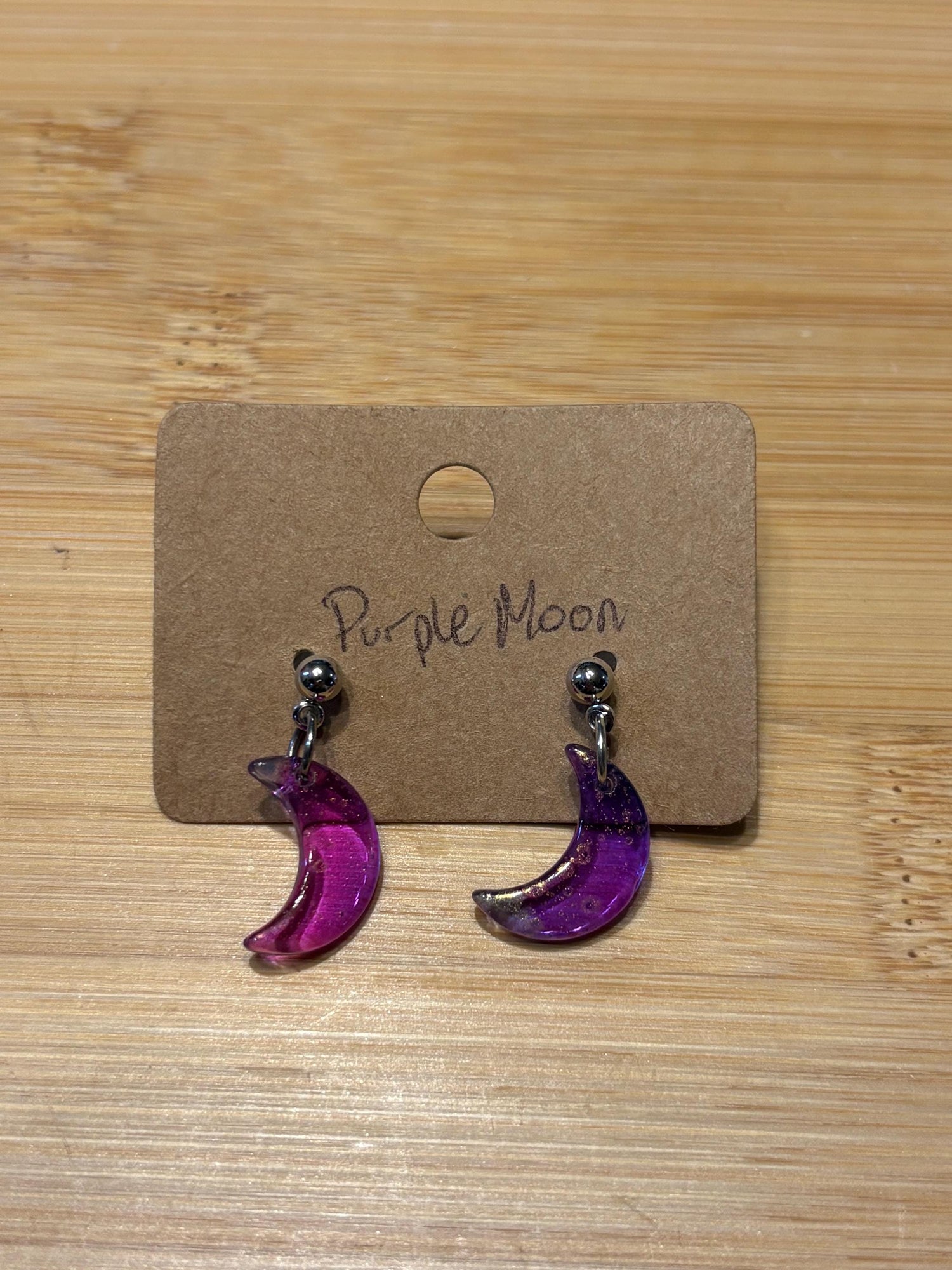 Purple Moon - Handmade Beaded Earrings