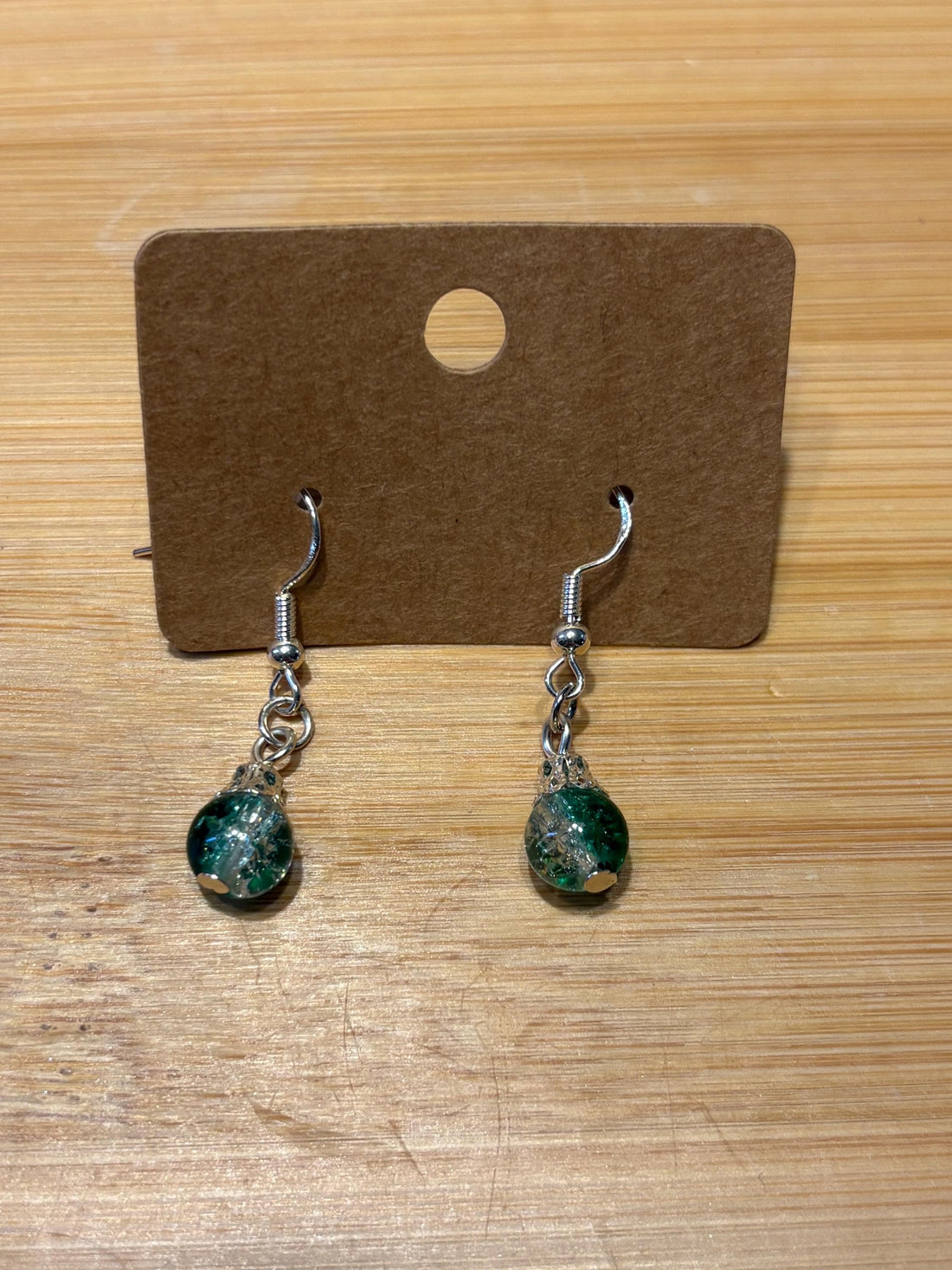 Green Drops - Handmade Beaded Earrings