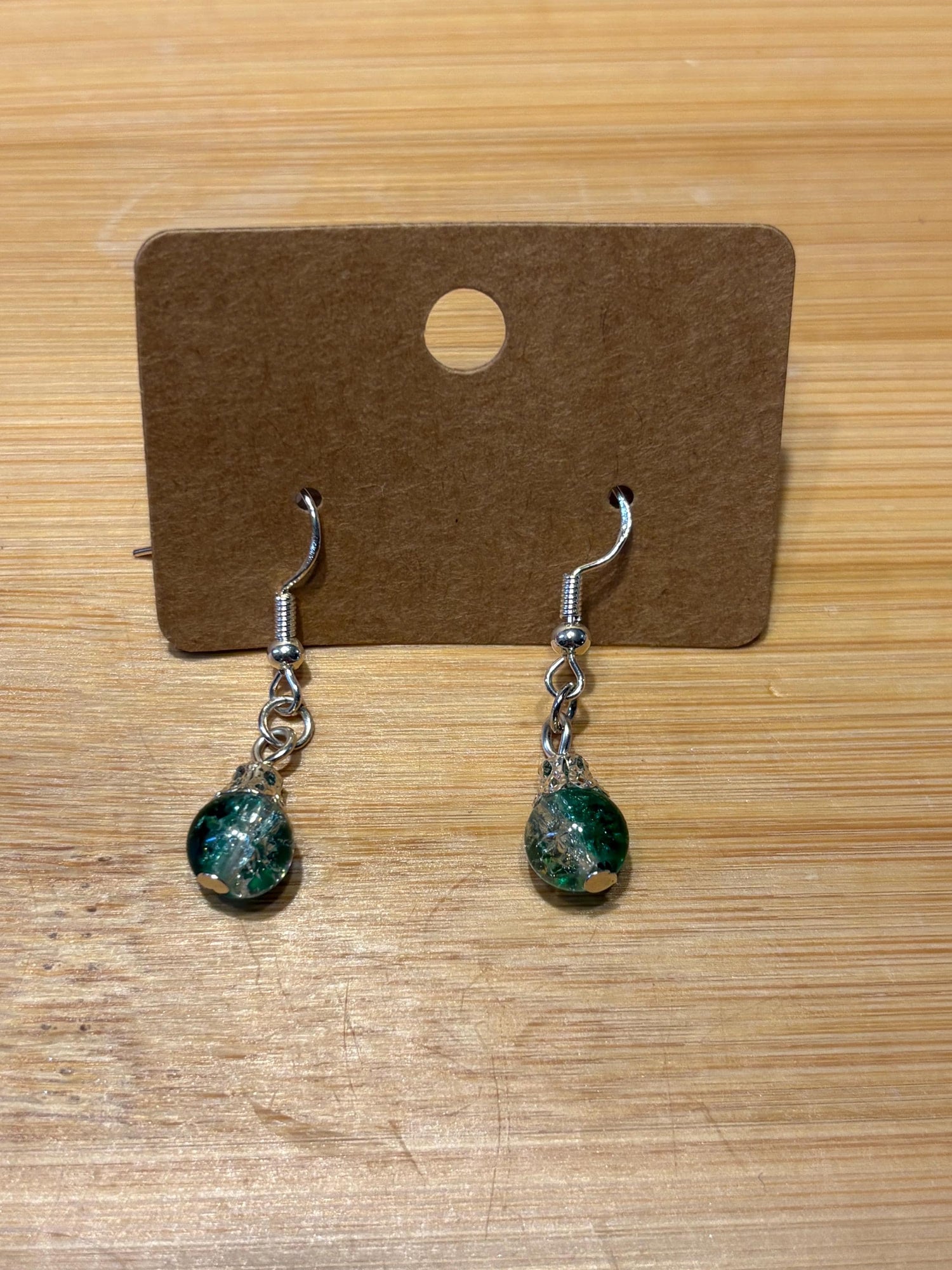 Green Drops - Handmade Beaded Earrings
