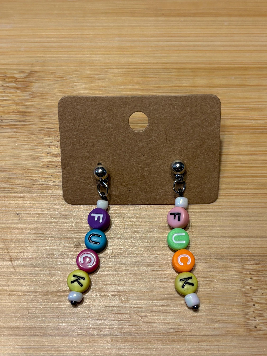 FUCK - Handmade Beaded Earrings
