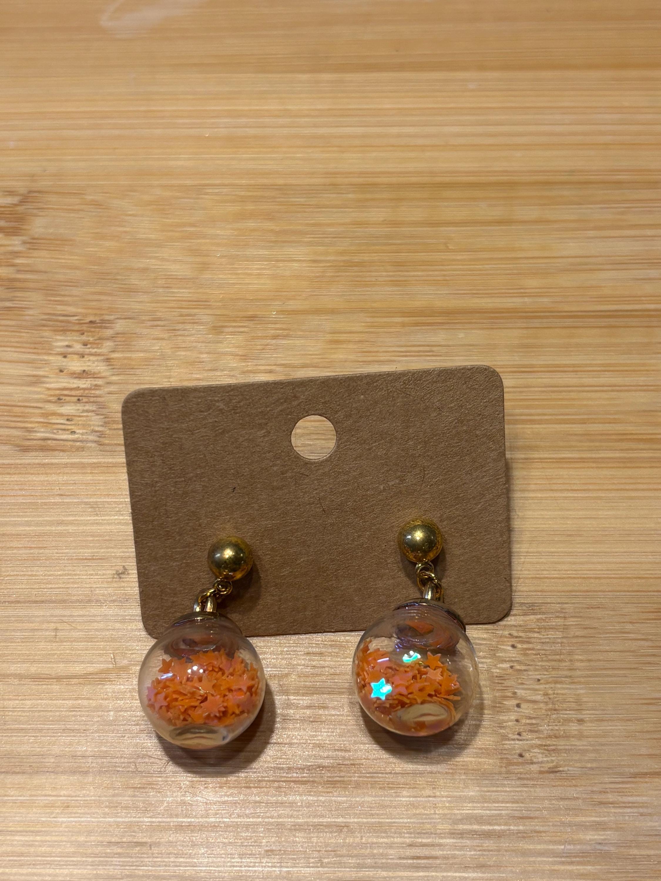 Orange Globes - Handmade Beaded Earrings