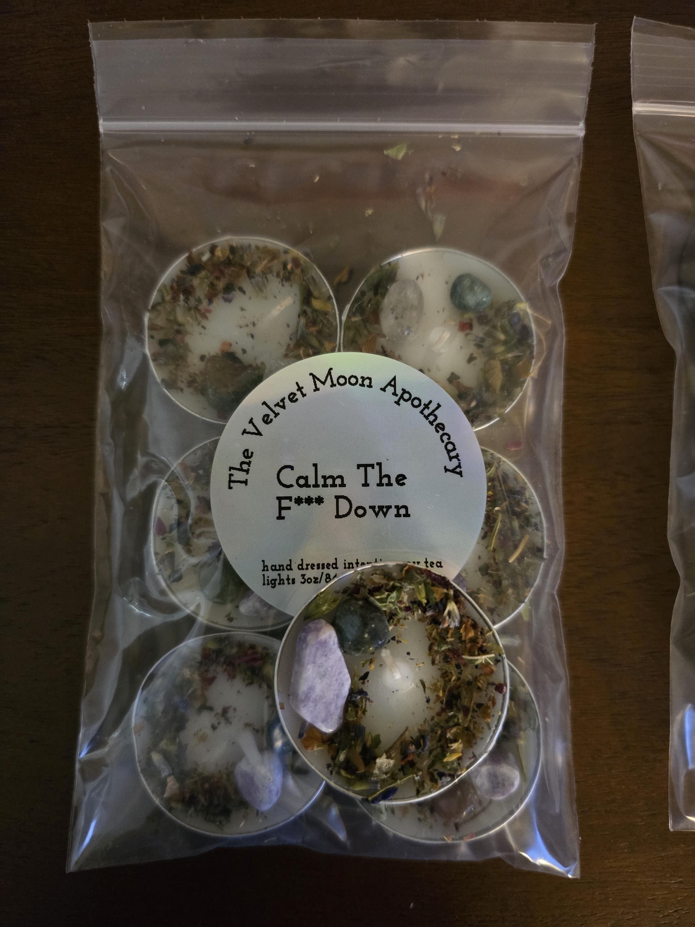 Handcrafted Intention Tea Lights | Dressed Ritual Candles with Herbs &amp; Crystals,Love, Protection, Money, Spellwork