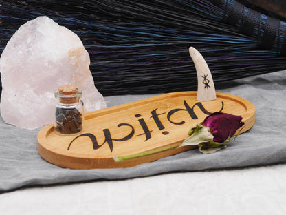 Bamboo WITCH Altar Tray / Trinket Holder