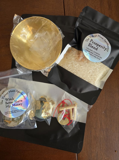 Money Magnet Money Bowl Kit | Prosperity Ritual Kit | Abundance Manifestation | Wealth Attraction Spell Kit | Witchcraft Altar Kit