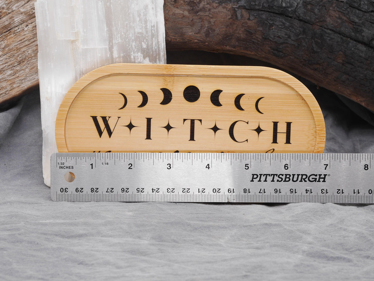 Bamboo WITCH &amp;quot;Woman In Total Control of Herself&amp;quot; Altar Tray / Trinket Holder