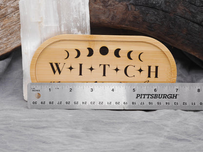 Bamboo WITCH &amp;quot;Woman In Total Control of Herself&amp;quot; Altar Tray / Trinket Holder