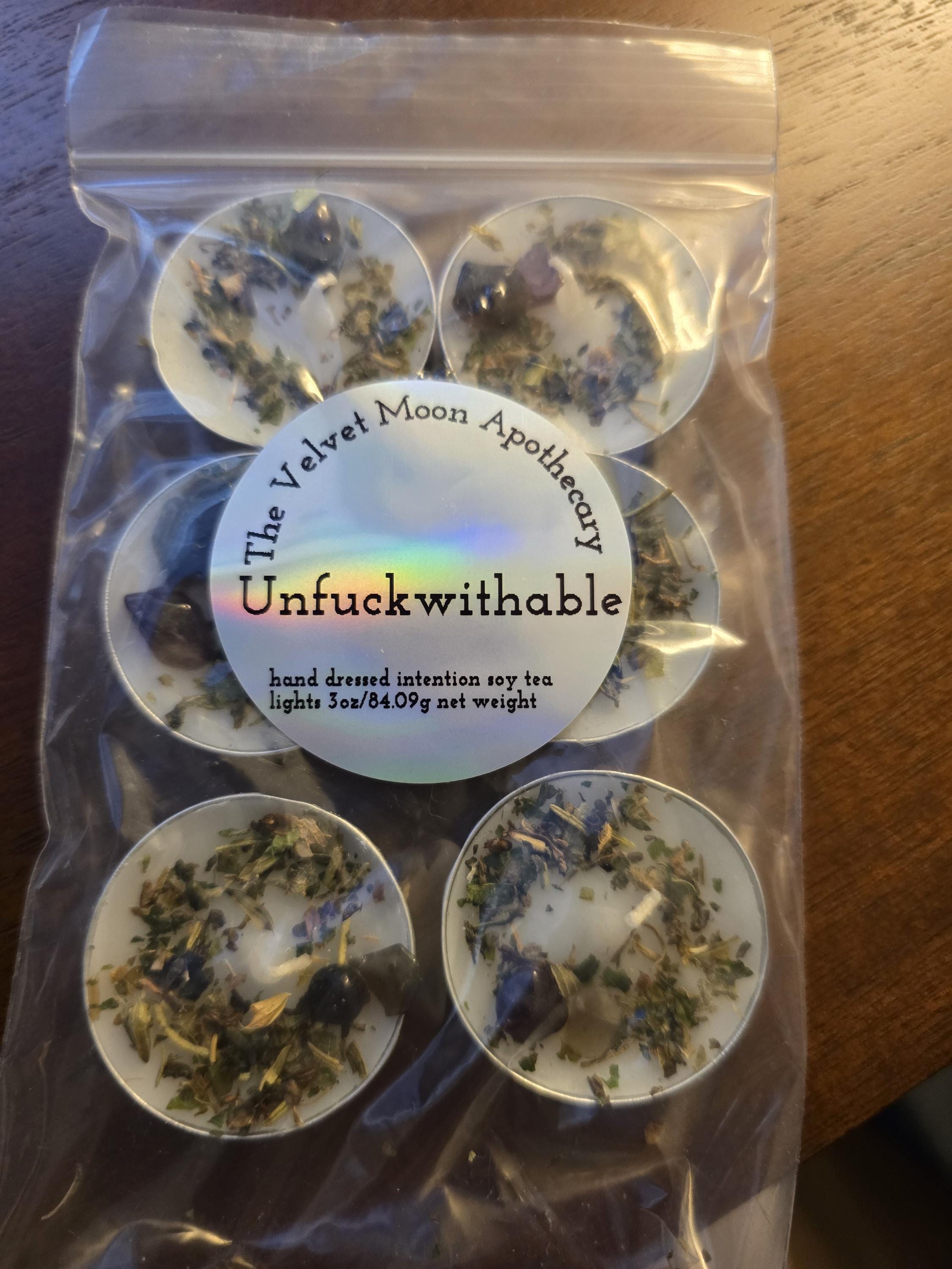 Handcrafted Intention Tea Lights | Dressed Ritual Candles with Herbs &amp; Crystals,Love, Protection, Money, Spellwork
