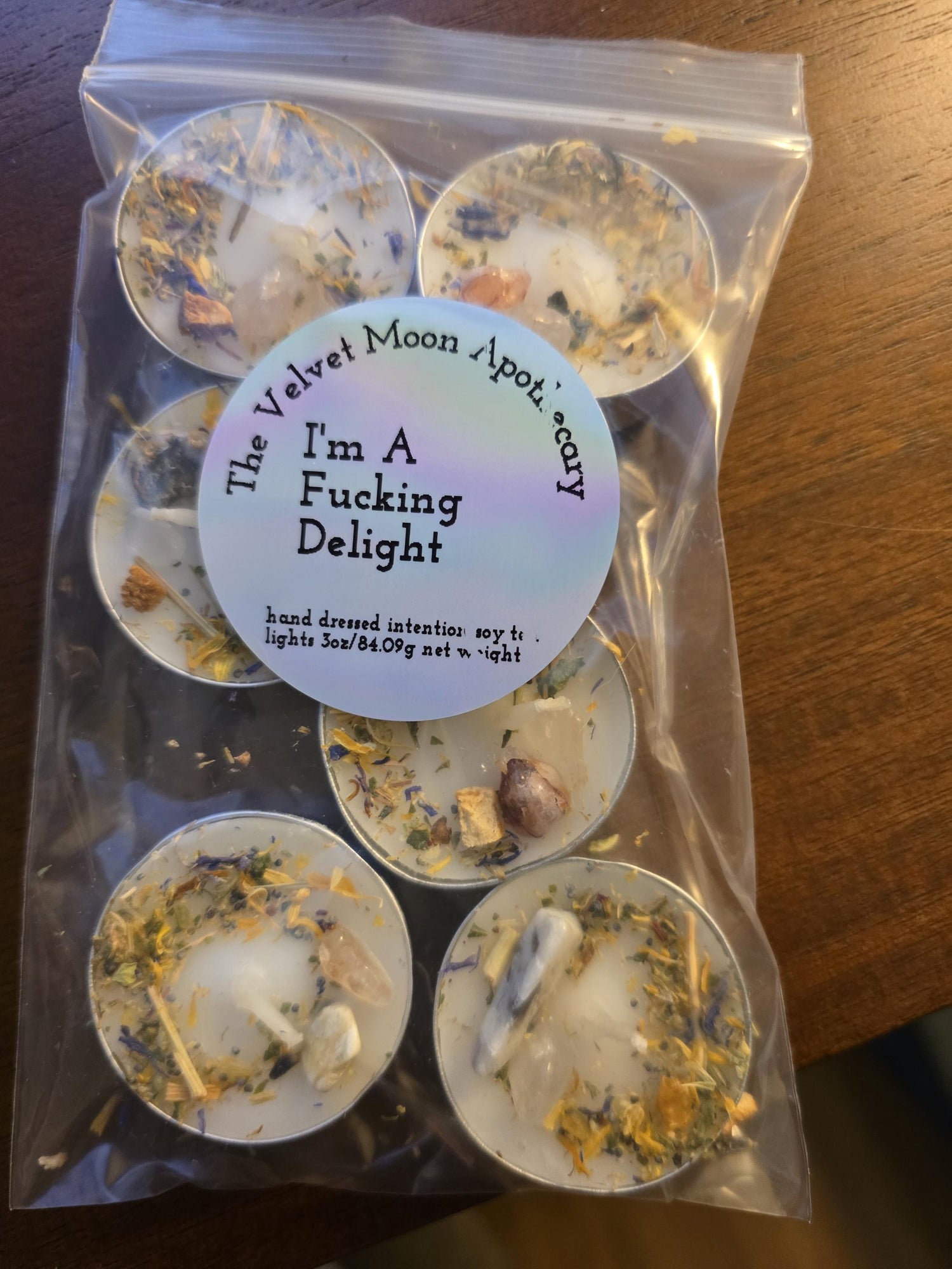 Handcrafted Intention Tea Lights | Dressed Ritual Candles with Herbs &amp; Crystals,Love, Protection, Money, Spellwork