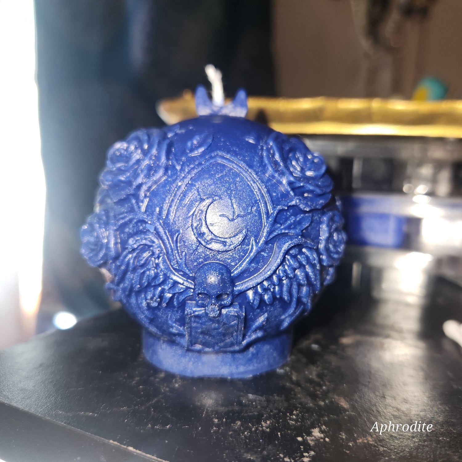 Rose, Skull and Crescent Moon candle – Mystic candle