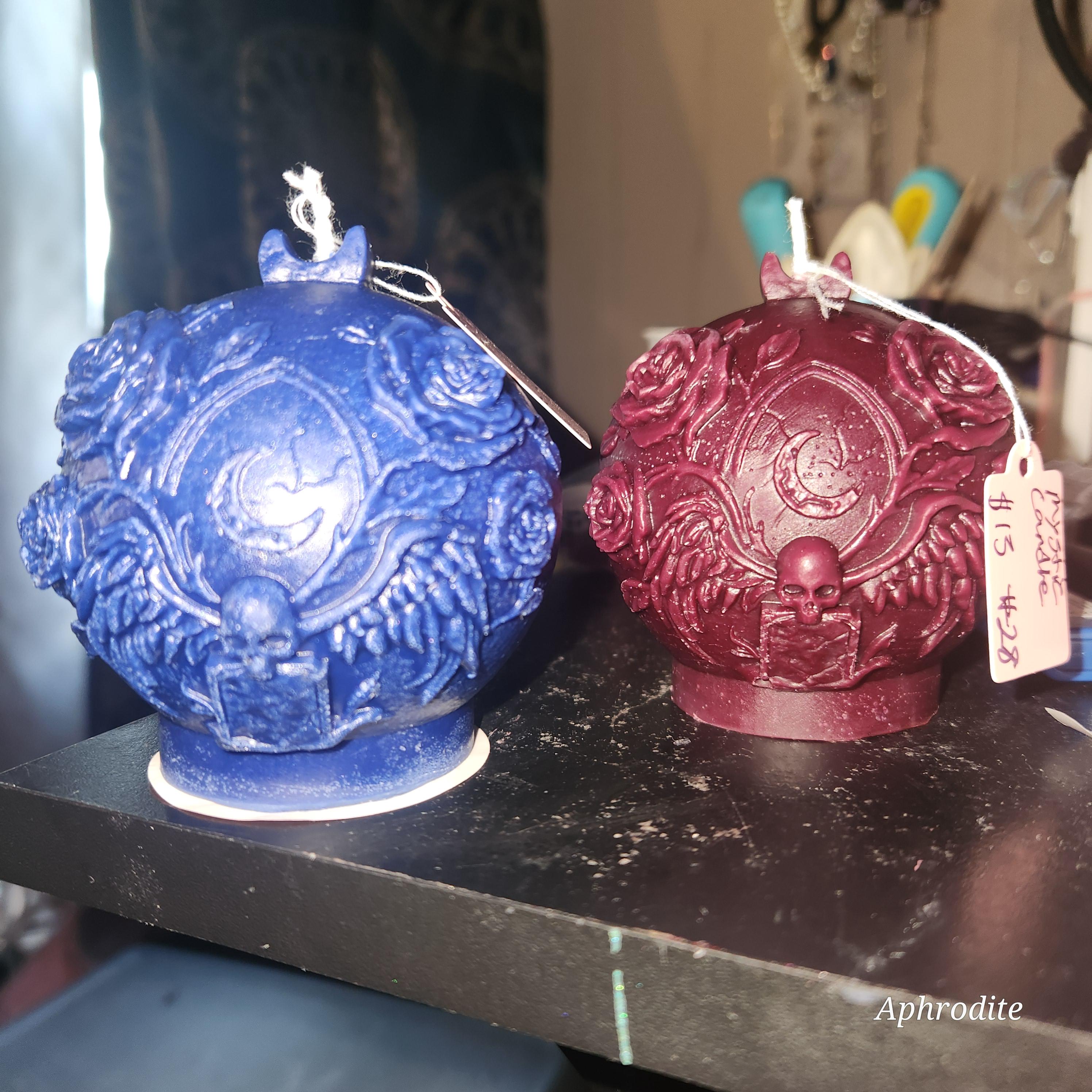 Rose, Skull and Crescent Moon candle – Mystic candle