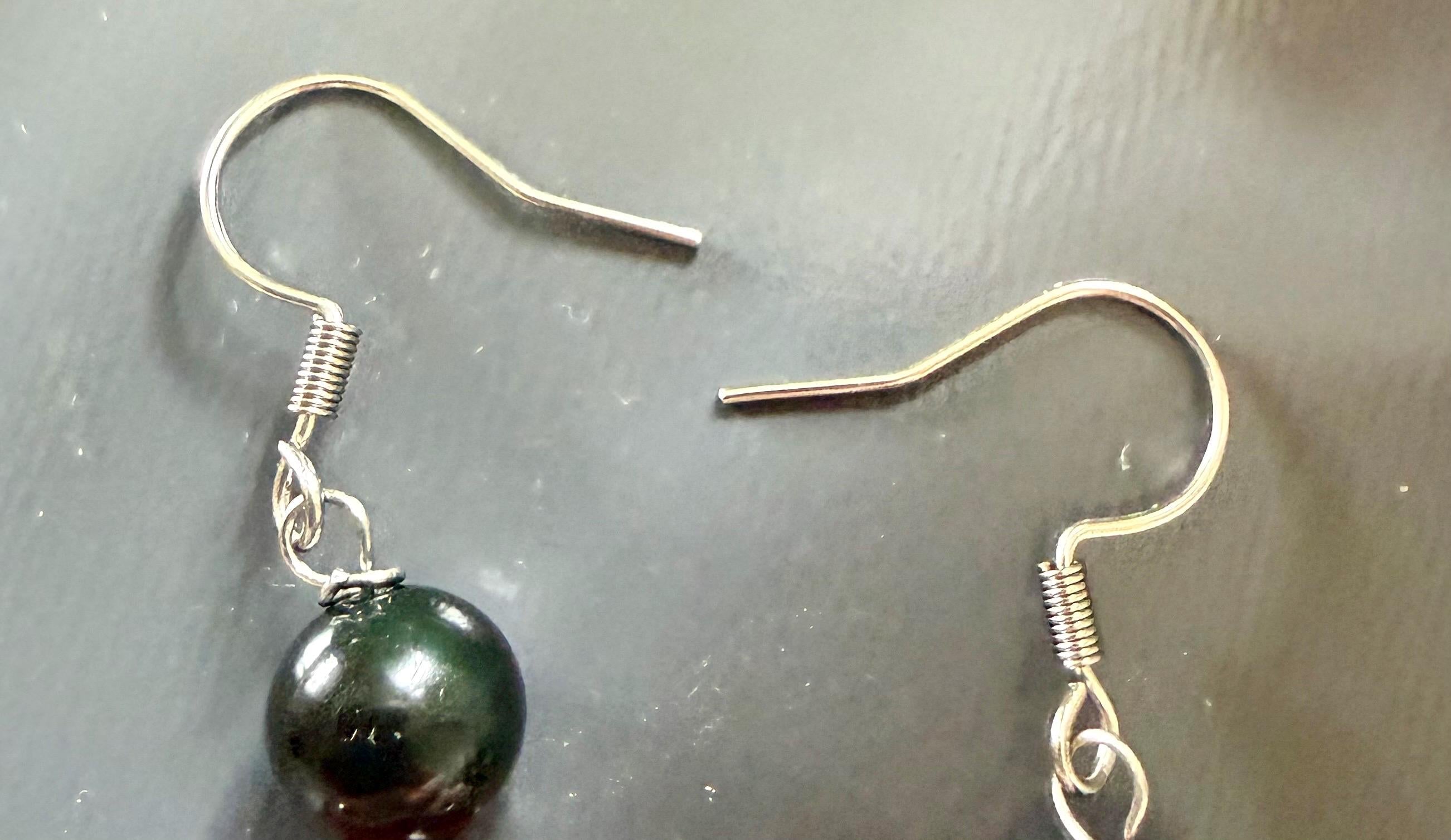Lucifer Sigil  Earrings with Red Jasper and Obsidian.