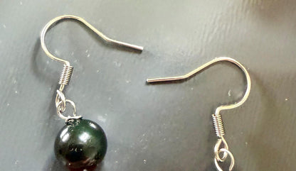 Lucifer Sigil  Earrings with Red Jasper and Obsidian.