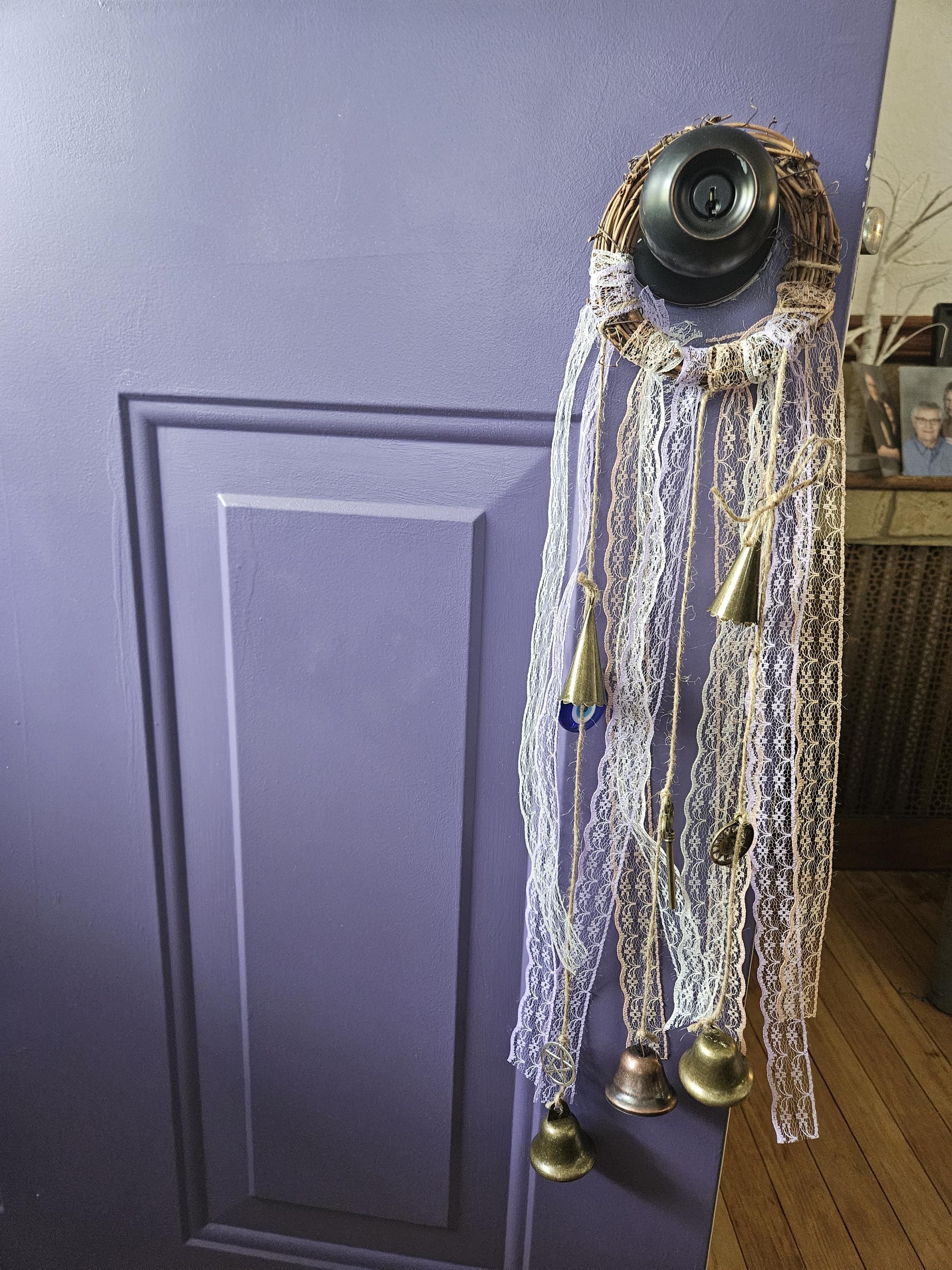 Handmade Witch Bells – Door Protection Charm with Evil Eye &amp; Crystals