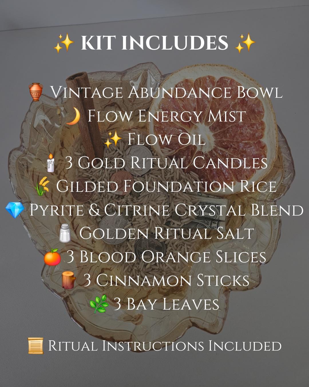Vintage Floral Ceramic Abundance Bowl Kit | Prosperity Ritual, Wealth Altar