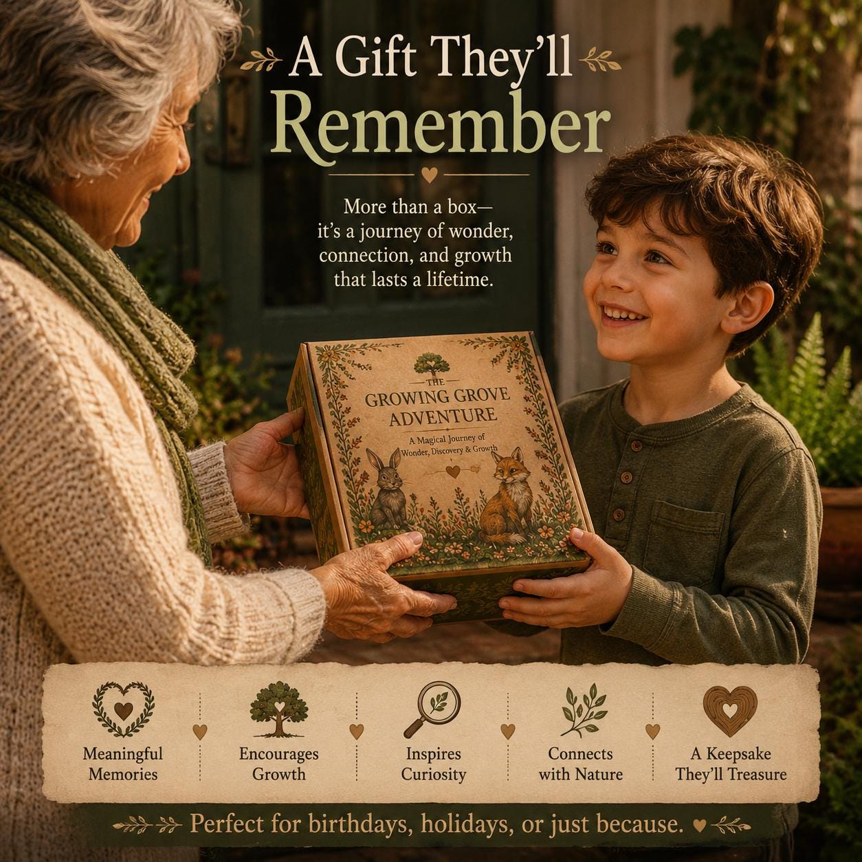 Tiny Treasures Adventure Kit | Gratitude Nature Discovery Activity for Kids | Woodland Companion Gift | Growing Grove Collection for Kids
